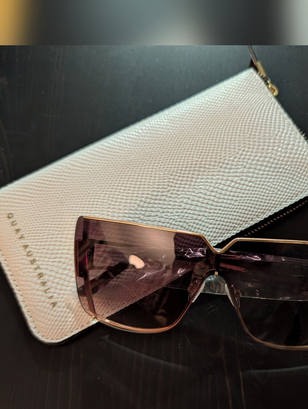 Quay Australia Gold Frame Sunglasses with Dark Gradient Lenses